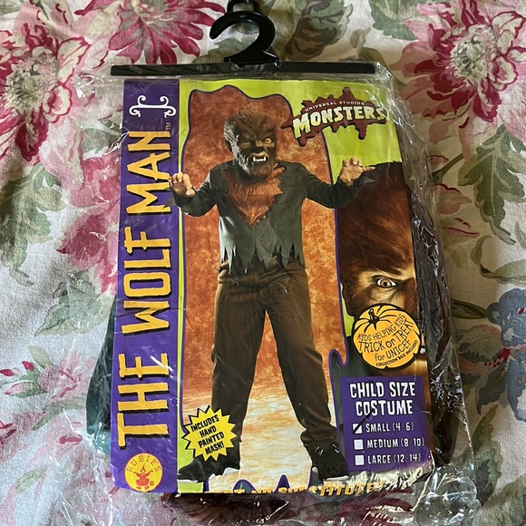 The WOLFMAN Universal Studios Costume Body suit + Rubber Mask Size Child S 4-6 - Picture 13 of 16